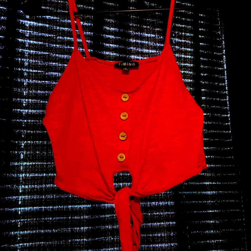 Red buttoned crop top